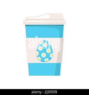 Osterkaffeebecher mit Ei-Symbol isoliert auf weißem Hintergrund. Stock Vektor