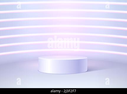 Weißer Sockel oder Podium mit Schatten in leerem Raum. Architektonische Abstraktion für Produktpräsentation oder Preisverleihung. Stock Vektor