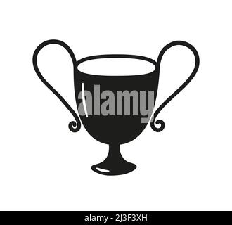 Doodle Champion Trophäe Pokal des Gewinners. Handgezeichnete dekorative Ikone. Sportpreis-Trophäe. Vektordarstellung auf weißem Hintergrund isoliert Stock Vektor