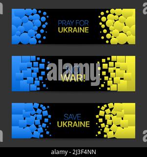 Flagge der Ukraine. Betet für das Ukraine-Transparent-Set Stock Vektor