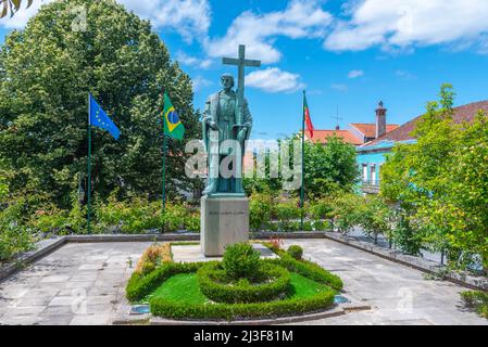 Denkmal für Pedro Alvares Cabral in Belmonte, Portugal. Stockfoto