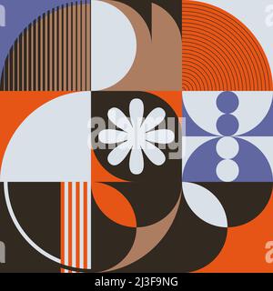 Abstraktes Grafikdesign mit Mustern, inspiriert von postmodernen ästhetischen Künsten, hergestellt mit kühnen geometrischen Formen und abstrakten Figuren. Stock Vektor