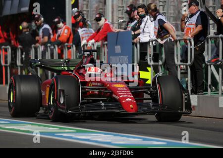 Melbourne, Australien. 08. April 2022. 8.. April 2022, Albert Park, Melbourne, FORMEL 1 ROLEX AUSTRALIAN GRAND PRIX 2022, im Bild Charles Leclerc (MCO), Scuderia Ferrari Credit: dpa/Alamy Live News Stockfoto