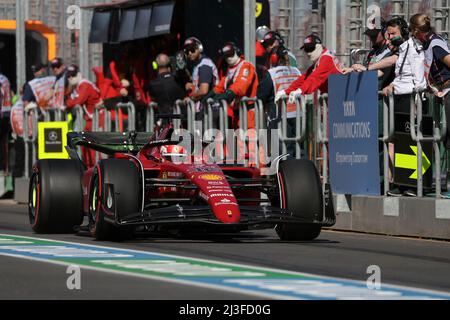 Melbourne, Australien. 08. April 2022. 8.. April 2022, Albert Park, Melbourne, FORMEL 1 ROLEX AUSTRALIAN GRAND PRIX 2022, im Bild Charles Leclerc (MCO), Scuderia Ferrari Credit: dpa/Alamy Live News Stockfoto