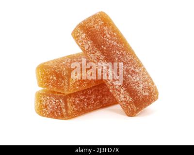 Fruchtgeleeriegel isoliert auf Weiß Stockfoto