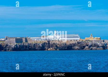 Festung an der Küste oder portugiesischen Stadt Peniche. Stockfoto