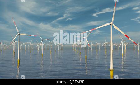 Windenergie - Offshore-Windpark Stockfoto