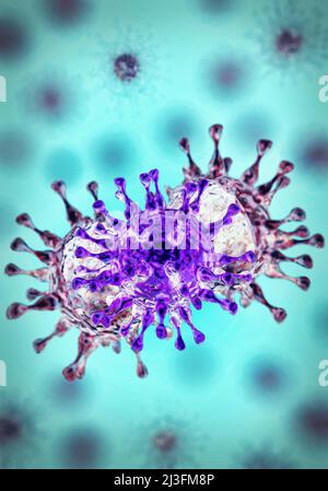 Symbolbild: Coronavirus-Mutation im Hochformat Stockfoto