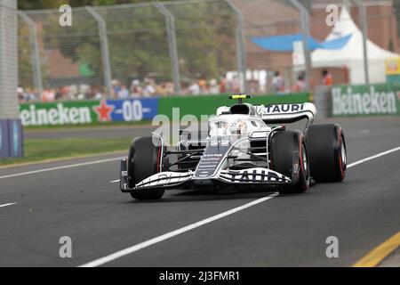Melbourne, Australien. 08. April 2022. 04/08/2022, Albert Park, Melbourne, FORMEL 1 ROLEX AUSTRALIAN GRAND PRIX 2022, im Bild Yuki Tsunoda (JPN), Scuderia AlphaTauri Credit: dpa/Alamy Live News Stockfoto