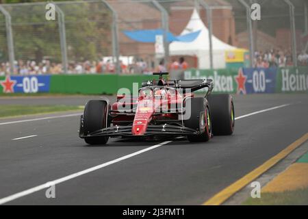 Melbourne, Australien. 08. April 2022. 8.. April 2022, Albert Park, Melbourne, FORMEL 1 ROLEX AUSTRALIAN GRAND PRIX 2022, im Bild Charles Leclerc (MCO), Scuderia Ferrari Credit: dpa/Alamy Live News Stockfoto