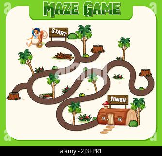 Ein Eichhörnchen Labyrinth Spiele Vorlage Illustration Stock Vektor