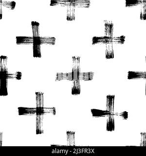 Handgezeichnete schwarze Kreuze Vektor nahtloses Muster. Stock Vektor