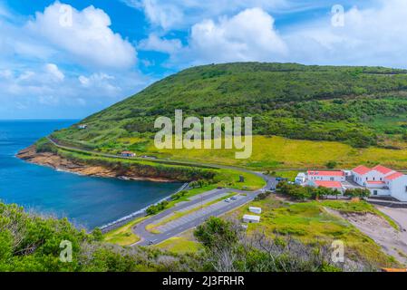 Porto Pim Strand auf der Insel Faial in Portugal. Stockfoto