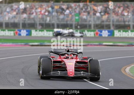 Melbourne, Australien. 08. April 2022. 8.. April 2022, Albert Park, Melbourne, FORMEL 1 ROLEX AUSTRALIAN GRAND PRIX 2022, im Bild Charles Leclerc (MCO), Scuderia Ferrari Credit: dpa/Alamy Live News Stockfoto