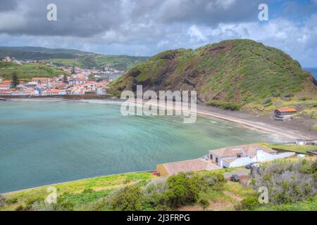Porto Pim Strand auf der Insel Faial in Portugal. Stockfoto