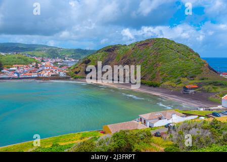Porto Pim Strand auf der Insel Faial in Portugal. Stockfoto