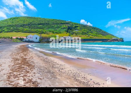 Porto Pim Strand auf der Insel Faial in Portugal. Stockfoto