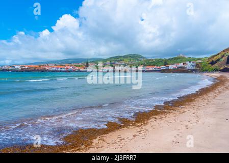 Porto Pim Strand auf der Insel Faial in Portugal. Stockfoto