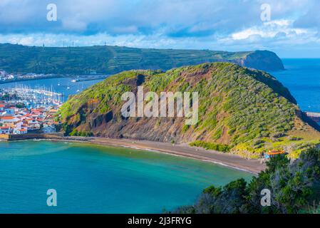 Porto Pim Strand auf der Insel Faial in Portugal. Stockfoto