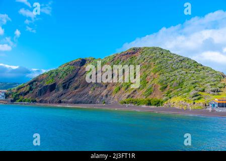 Porto Pim Strand auf der Insel Faial in Portugal. Stockfoto