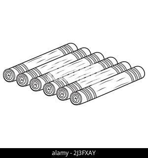 Holzfloß, isolierte Vektor-Illustration schwarz skizzieren Skizze Doodle. Stock Vektor