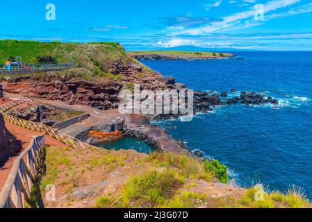 Pontinha do Topo Naturpool auf der Insel Sao Jorge auf den Azoren, Portugal. Stockfoto