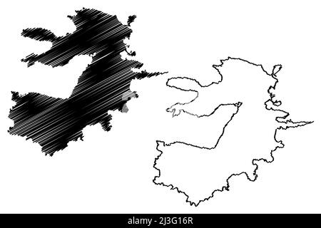 Salamis Island (Hellenische Republik, Griechenland, Attika) Karte Vektorgrafik, Skizze Salamis Karte Stock Vektor