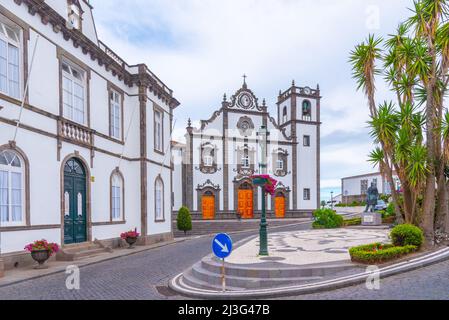 Kirche von Sao Jorge in Nordeste Stadt auf den Azoren, Portugal. Stockfoto