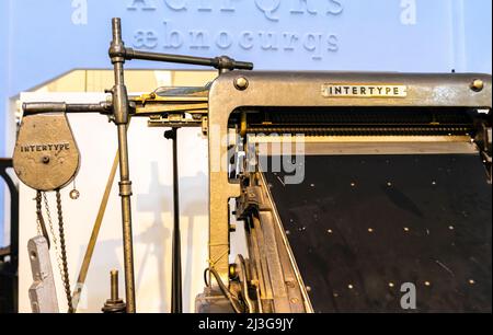 Intertype C4 linotype, 1947. Eine Textmaschine der Gießerei Stockfoto