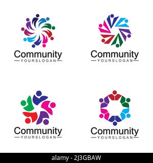 Community Logo Design Template für Teams oder Groups.network und Social Icon Design Stock Vektor