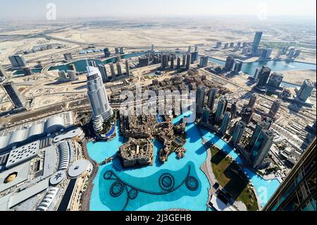 Dubai. VAE. Luftaufnahme vom Burj Khalifa Stockfoto