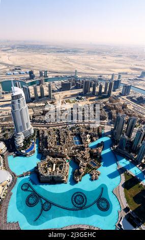 Dubai. VAE. Luftaufnahme vom Burj Khalifa Stockfoto