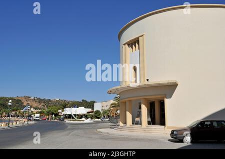 Art déco-Theater- und Kinogebäude ((1936 - 38 italienischer Rationalismus)) in Lakki, Leros Island, Dodekanes, Griechenland Stockfoto