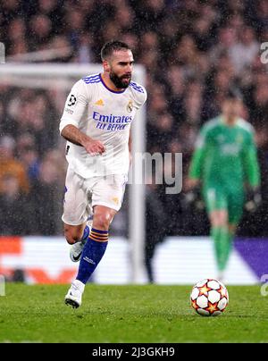 Dani Carvajal von Real Madrid während des UEFA Champions League-Viertelfinales, dem ersten Beinspiel auf der Stamford Bridge, London. Bilddatum: Mittwoch, 6. April 2022. Stockfoto