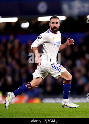 Dani Carvajal von Real Madrid während des UEFA Champions League-Viertelfinales, dem ersten Beinspiel auf der Stamford Bridge, London. Bilddatum: Mittwoch, 6. April 2022. Stockfoto