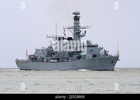 HMS Argyll (F231) ist eine Typ-23-Fregatte, die von der Royal Navy im März 2017 betrieben wird. Stockfoto