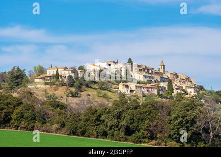 Frankreich, Alpes-de-Haute-Provence, Montfort, ein Dorf mit Blick auf das Durance-Tal Stockfoto