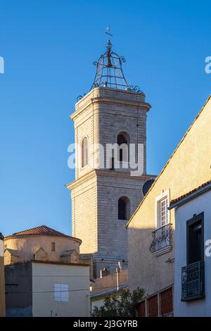 Frankreich, Herault, Marseille, Dorf am Ufer des Etang de Thau, Kirche Saint-Jean Baptiste aus dem 17.. Jahrhundert Stockfoto