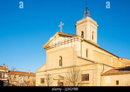 Frankreich, Herault, Marseille, Dorf am Ufer des Etang de Thau, Kirche Saint-Jean Baptiste aus dem 17.. Jahrhundert Stockfoto