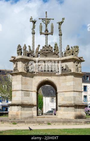 Kalvarienberg der Kirche von Pleyben in Finistère, Bretagne Frankreich Stockfoto