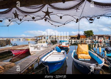 Frankreich, Herault, Sete, La Pointe Courte, legendäres Fischereigebiet am Ufer des Etang de Thau Stockfoto