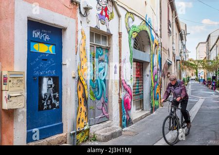 Frankreich, Herault, Sete, Wandmalereien in der Straße von Tunis Stockfoto