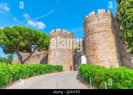 Blick auf das Schloss von Vila Vicosa in Portugal. Stockfoto