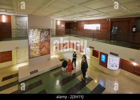 Frankreich, Loire-Atlantique (44), Saint-Nazaire, Musée-Paquebot Escal'Atlantic, le Hall d'accueil/Frankreich, Loire Atlantique, Saint Nazaire, Ocean Liner Museum Escal Atlantic, die Lobby Stockfoto