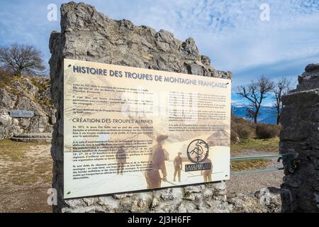 Frankreich, Isere, Grenoble, Chartreuse-Massiv, Mont Jalla (alt : 634 m), nationales Denkmal der Bergtruppen, das zum Gedenken an die 150,000 Soldaten errichtet wurde, die seit 1888 für Frankreich fielen Stockfoto