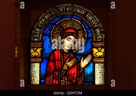 Frankreich, Bas Rhin, Straßburg, Altstadt, die von der UNESCO zum Weltkulturerbe erklärt wurde, Musée de l'Oeuvre Notre Dame (Frauenhausmuseum), Buntglasfenster der Jungfrau und der hl. Elisabeth von der Visitation Stockfoto