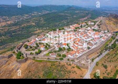 Luftaufnahme der portugiesischen Stadt Marvao. Stockfoto