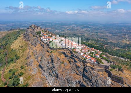 Luftaufnahme der portugiesischen Stadt Marvao. Stockfoto