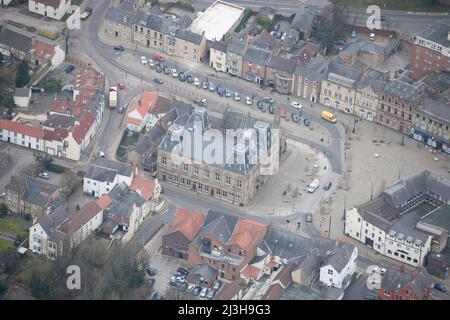 Bishop Auckland Town Hall and Market Place, County Durham, 2016. Stockfoto