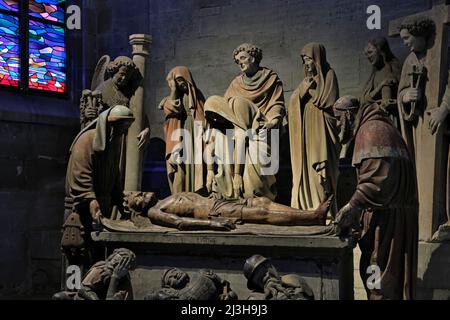 Schweiz, Kanton Freiburg, Freiburg, Kathedrale Saint-Nicolas, Kapelle Saint-Sepulcre, Entombment datiert 15. Jahrhundert Stockfoto